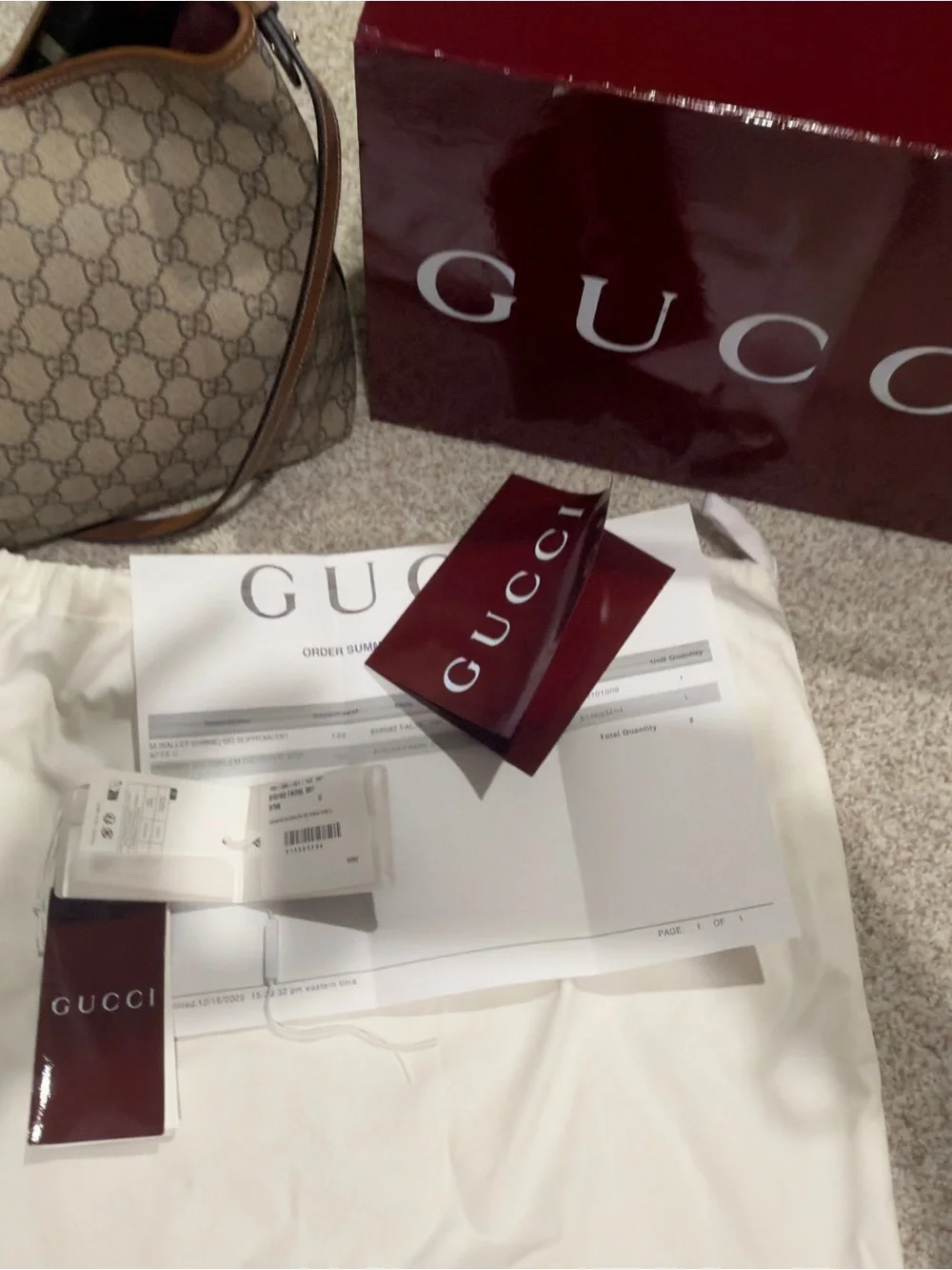 Gucci GG Emblem Medium Bucket Bag-Brown Trim. Can also be used as crossbody